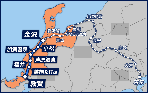 東京から敦賀駅までの地図