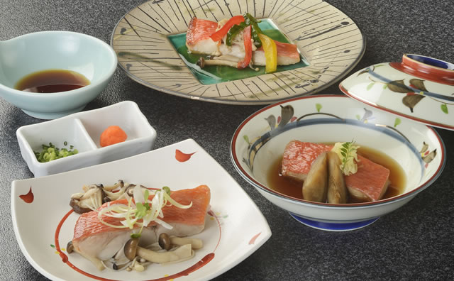 里山の別邸　下田セントラルホテル　金目鯛・３種の料理一例のイメージ