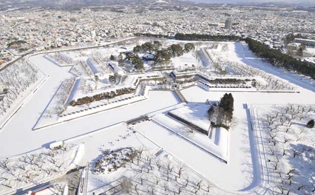 五稜郭タワー 冬の雪景色