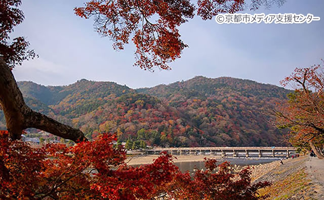 渡月橋と紅葉 のイメージ