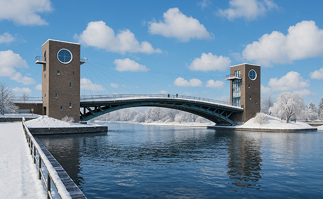 富岩運河環水公園 運河に映える天文橋