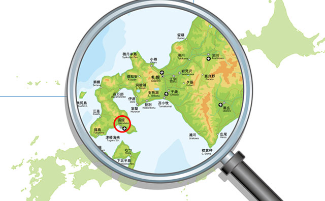 函館市は渡島半島の南東部のイメージ