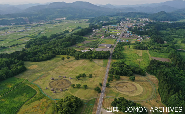 大湯環状列石　全景のイメージ　/ 出典：JOMON ARCHIVES