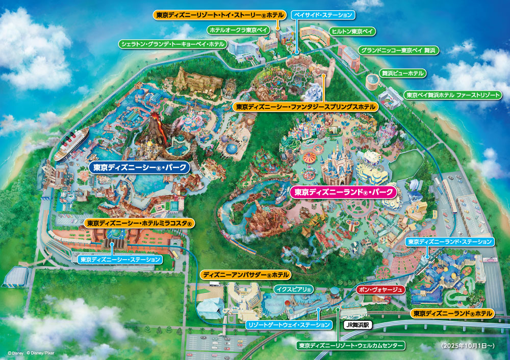 【2025年10月1日時点】東京ディズニーリゾート・マップ