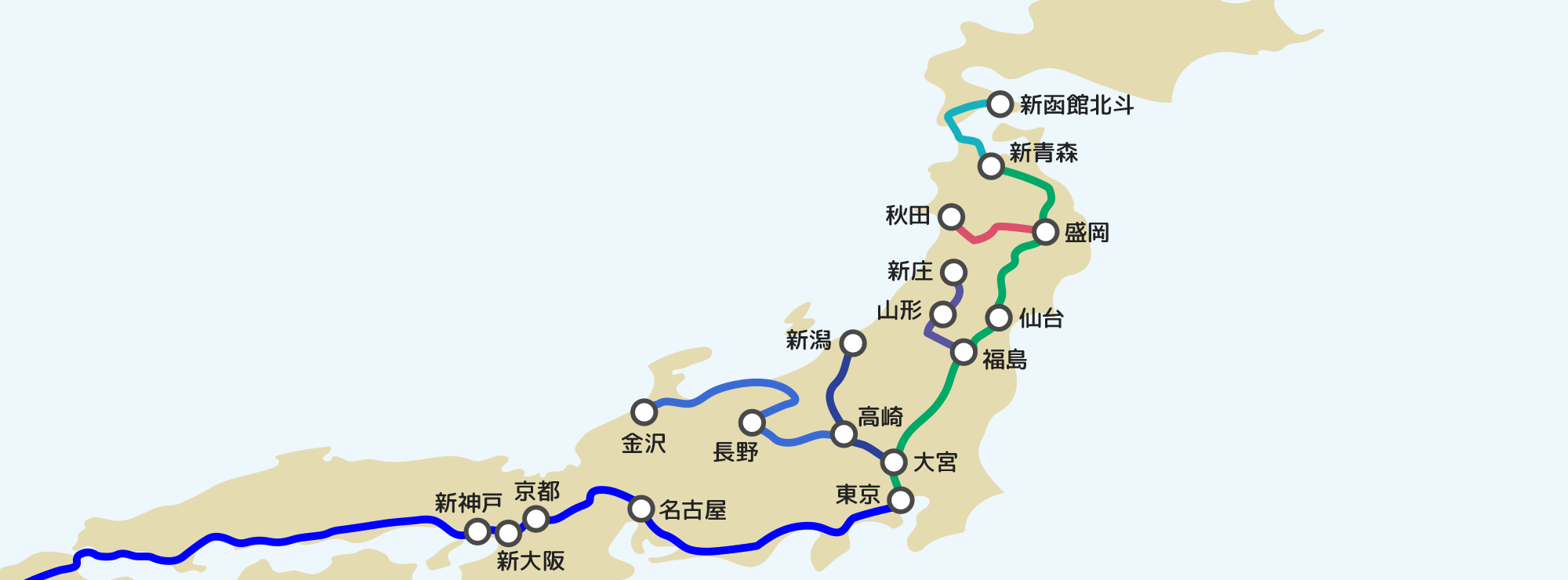 新幹線の運行区間