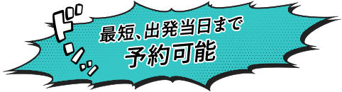 最短、出発当日まで予約可能