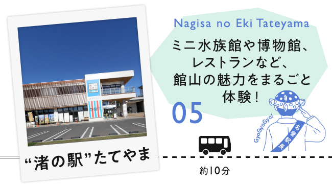 【05　“渚の駅” たてやま】ミニ水族館や博物館、レストランなど館山の魅力をまるごと体験.。